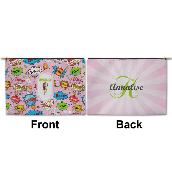 Woman Superhero Large Zipper Pouch Approval (Front and Back)
