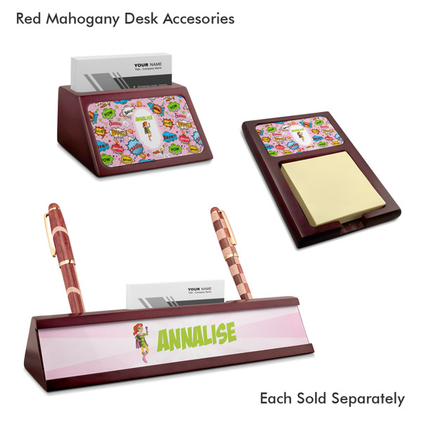 Woman Superhero Mahogany Desk Accessories