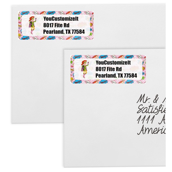 Woman Superhero Mailing Labels - Double Stack Close Up
