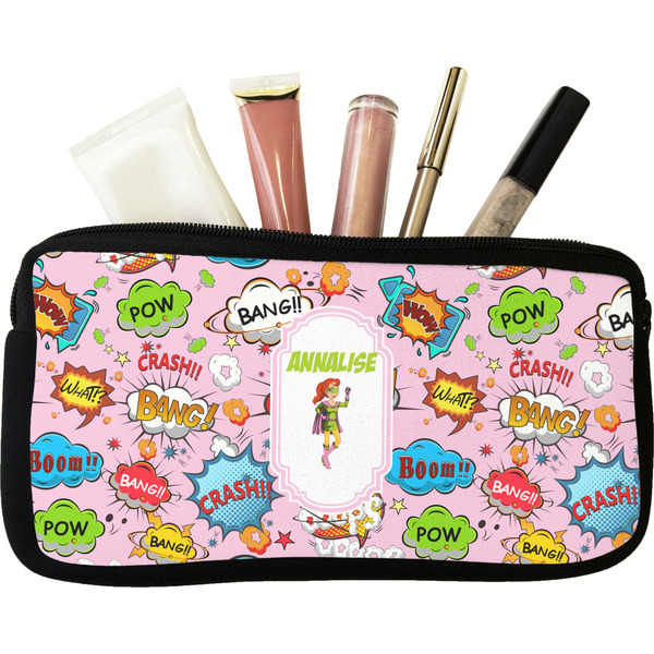 Custom Woman Superhero Makeup / Cosmetic Bag - Small (Personalized)