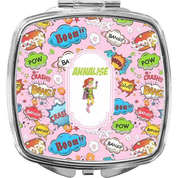 Custom Woman Superhero Compact Makeup Mirror (Personalized)