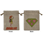 Woman Superhero Medium Burlap Gift Bag - Front & Back