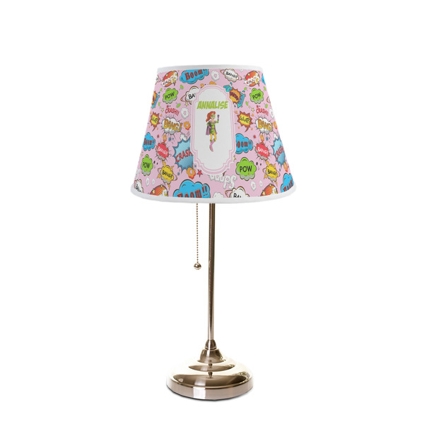 Woman Superhero Poly Film Empire Lampshade - On Stand