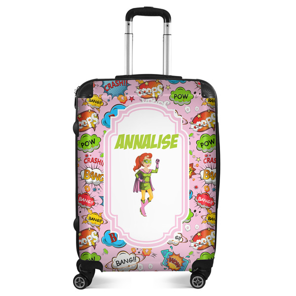 Custom Woman Superhero Suitcase - 24" Medium - Checked (Personalized)