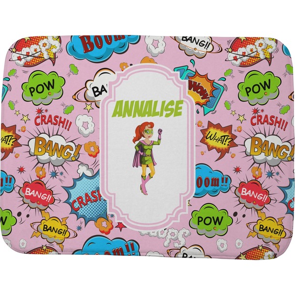 Custom Woman Superhero Memory Foam Bath Mat - 48"x36" (Personalized)