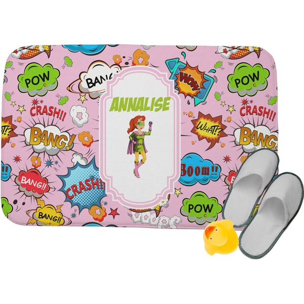 Custom Woman Superhero Memory Foam Bath Mat (Personalized)