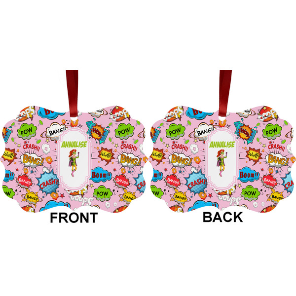 Woman Superhero Metal Benilux Ornament - Front and Back (APPROVAL)