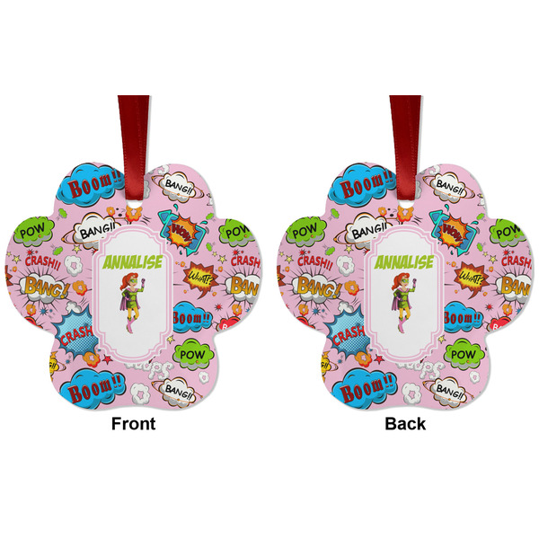 Woman Superhero Metal Paw Ornament - Front and Back