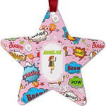 Woman Superhero Metal Star Ornament - Double Sided w/ Name or Text