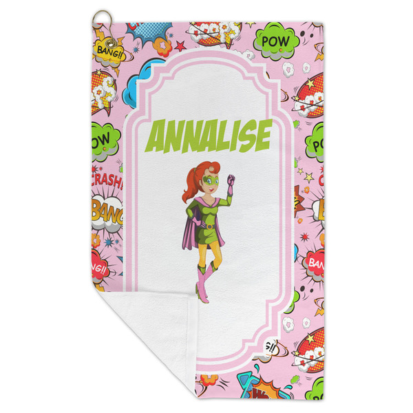 Woman Superhero Microfiber Golf Towels - FOLD