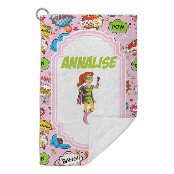 Woman Superhero Microfiber Golf Towels Small - FRONT FOLDED