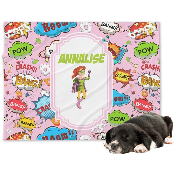 Custom Woman Superhero Dog Blanket - Large (Personalized)