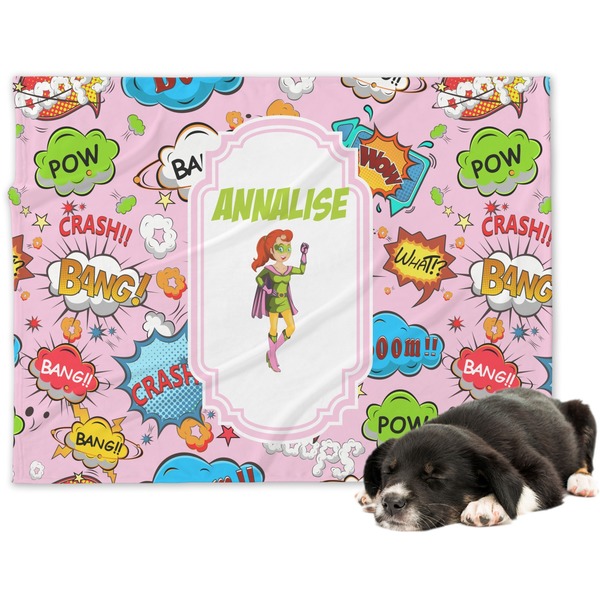 Custom Woman Superhero Dog Blanket - Regular (Personalized)