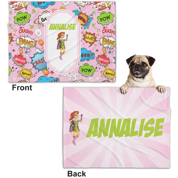 Woman Superhero Microfleece Dog Blanket - Regular - Front & Back