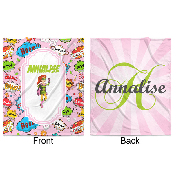 Woman Superhero Minky Blanket - 50"x60" - Double Sided - Front & Back