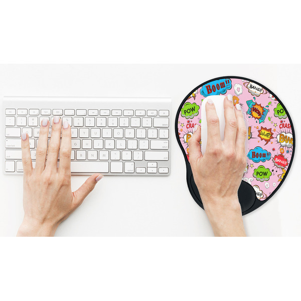 Woman Superhero Mouse Pad with Wrist Rest - LIFESYTLE 2 (in use)
