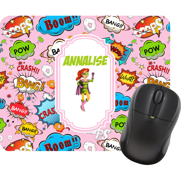 Custom Woman Superhero Rectangular Mouse Pad (Personalized)