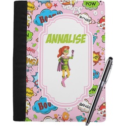 Woman Superhero Notebook Padfolio - Large w/ Name or Text