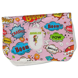 Woman Superhero Burp Cloth - Fleece w/ Name or Text