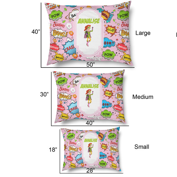 Woman Superhero Outdoor Dog Beds - SIZE CHART