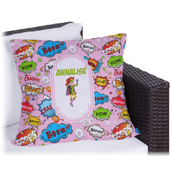 Woman Superhero Outdoor Pillow - 20" (Personalized)