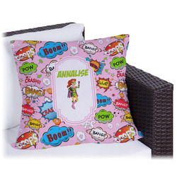 Woman Superhero Outdoor Pillow - 18" (Personalized)