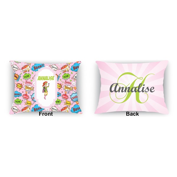 Woman Superhero  Outdoor Rectangular Throw Pillow (Front and Back)