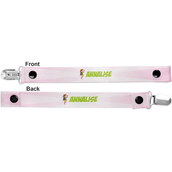 Woman Superhero Pacifier Clip - Front and Back