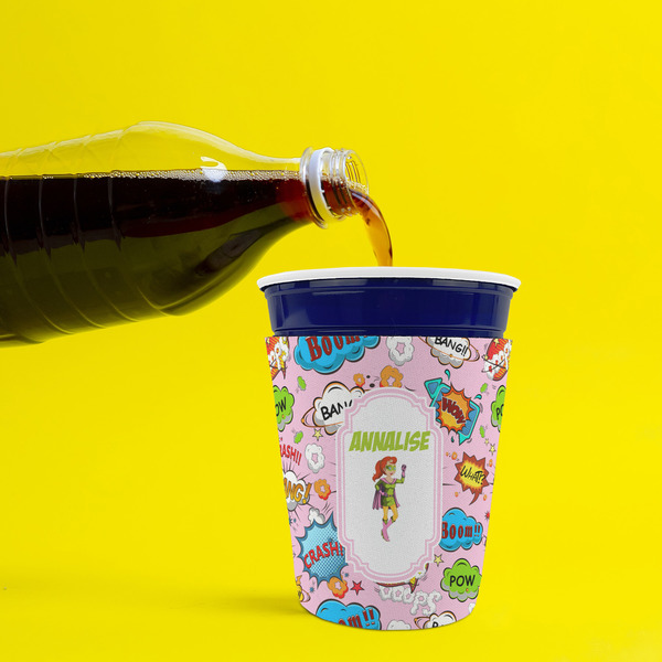 Woman Superhero Party Cup Sleeves - without bottom - Lifestyle