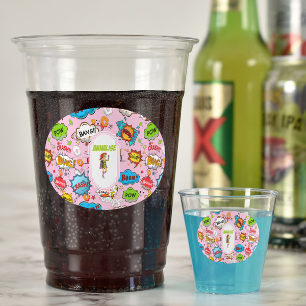 Woman Superhero Party Cups - 16oz - In Context