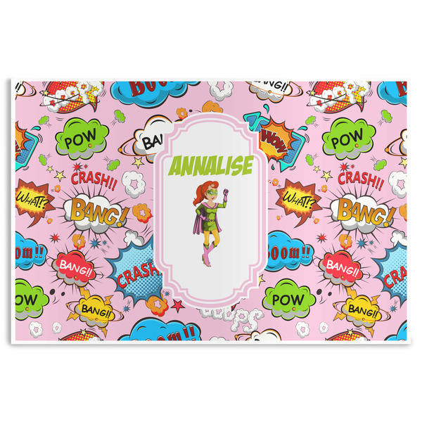 Custom Woman Superhero Disposable Paper Placemats (Personalized)
