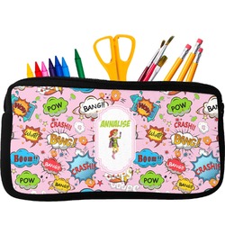 Woman Superhero Neoprene Pencil Case - Small w/ Name or Text