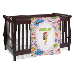 Woman Superhero Baby Blanket (Double Sided) (Personalized)