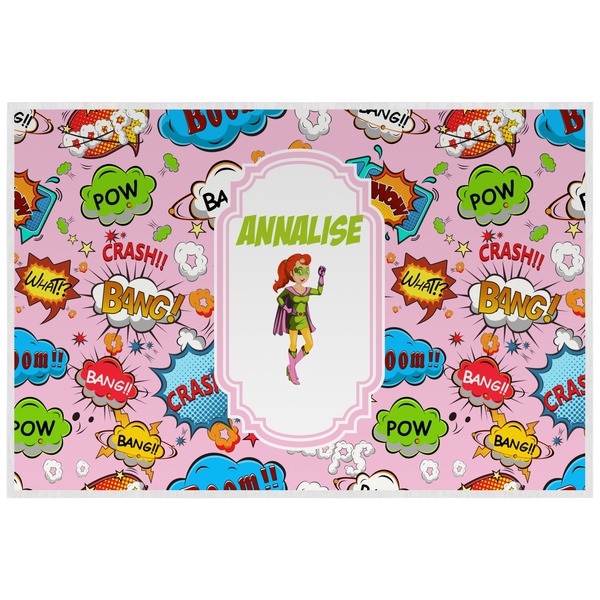Custom Woman Superhero Laminated Placemat w/ Name or Text