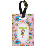 Woman Superhero Plastic Luggage Tag - Rectangular w/ Name or Text