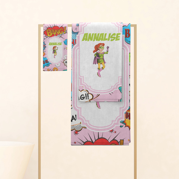Woman Superhero Personalized Towel Set