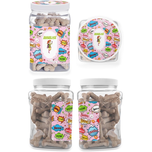Woman Superhero Pet Treat Jar - Multiple Angles