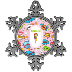 Woman Superhero Vintage Snowflake Ornament (Personalized)
