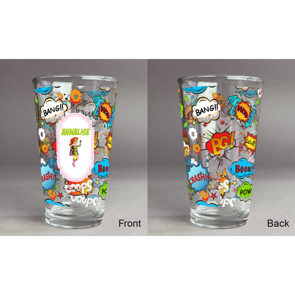 Woman Superhero Pint Glass - Full Fill w Transparency - Approval