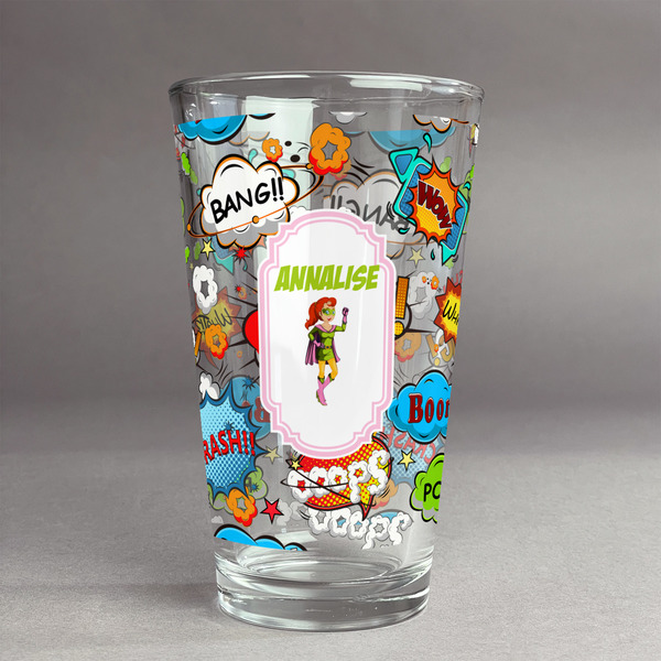 Custom Woman Superhero Pint Glass - Full Print (Personalized)