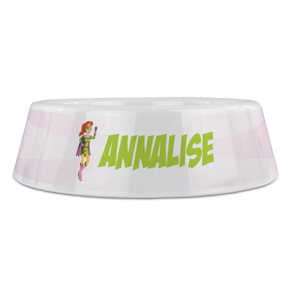 Woman Superhero Plastic Pet Bowls - Large - FRONT