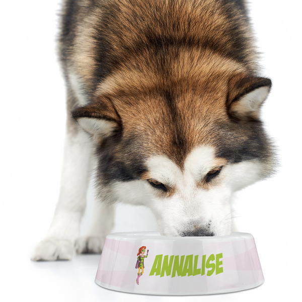 Woman Superhero Plastic Pet Bowls - Large - LIFESTYLE