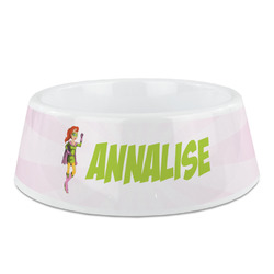 Woman Superhero Plastic Dog Bowl (Personalized)