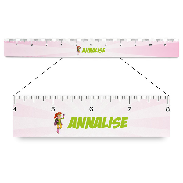 Custom Woman Superhero Plastic Ruler - 12" (Personalized)