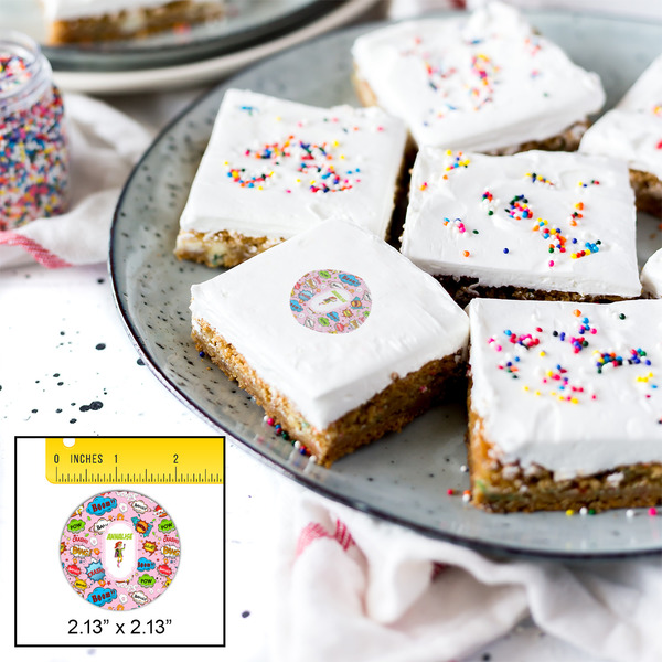 Woman Superhero Printed Icing Circle - Small - In Context