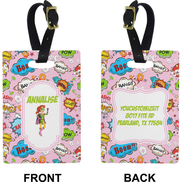 Woman Superhero Rectangle Luggage Tag (Front + Back)
