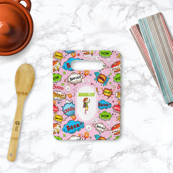 Woman Superhero Rectangle Trivet with Handle - LIFESTYLE