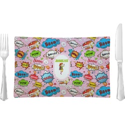 Woman Superhero Glass Rectangular Lunch / Dinner Plate (Personalized)