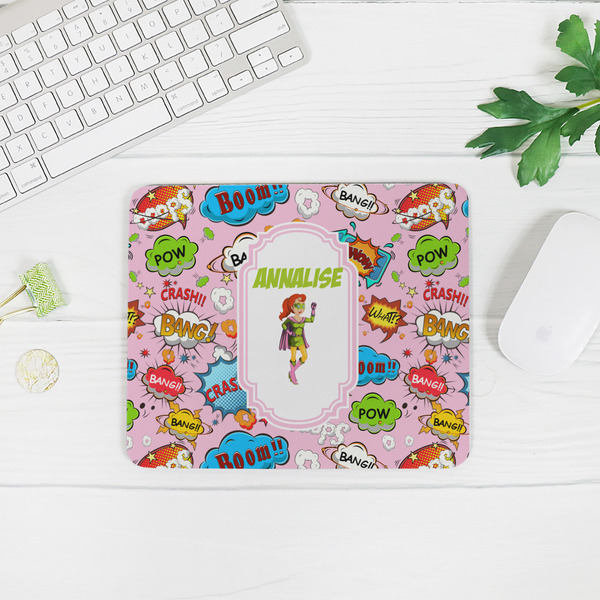 Woman Superhero Rectangular Mouse Pad - LIFESTYLE 2