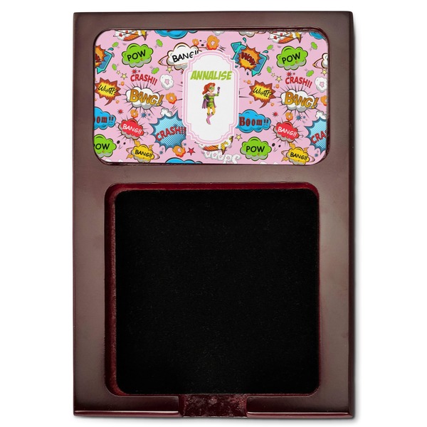 Woman Superhero Red Mahogany Sticky Note Holder - Flat